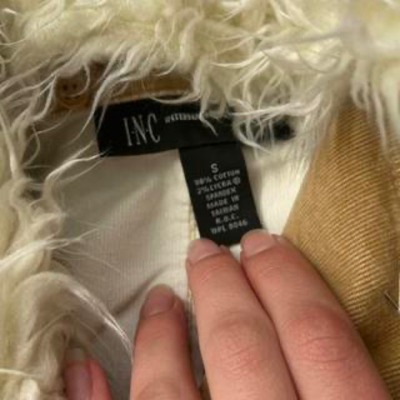 Tan corduroy y2k faux fur belted jacket - Picture 3 of 5